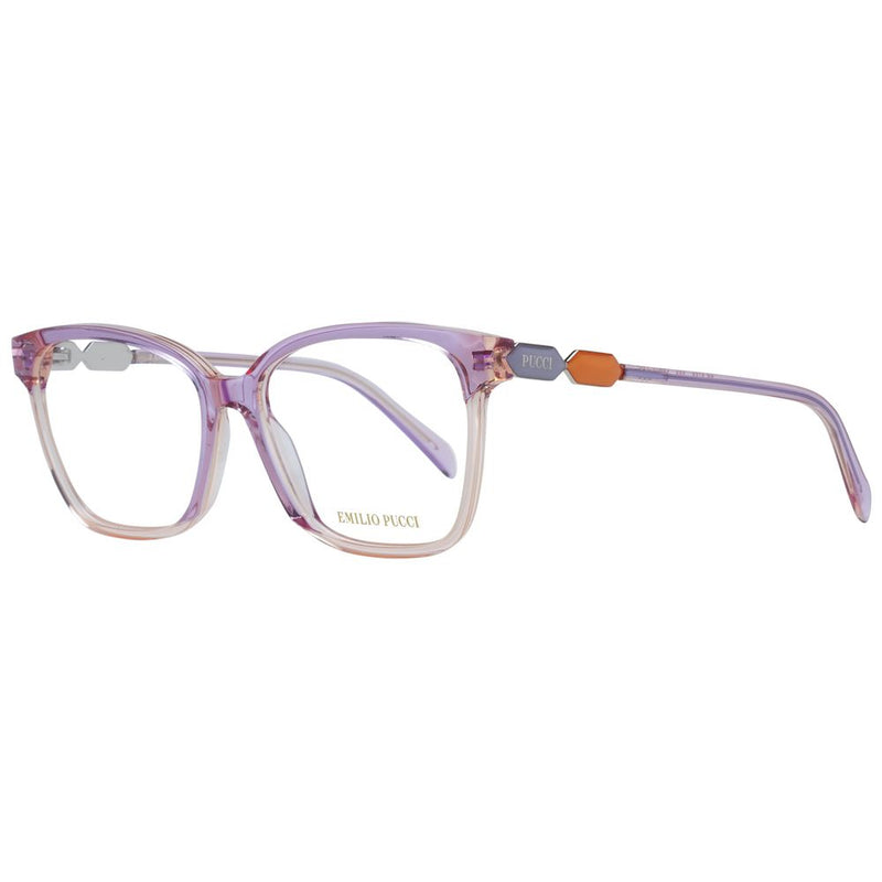 Emilio Pucci purple and pink gradient plastic eyeglass frames with geometric temples