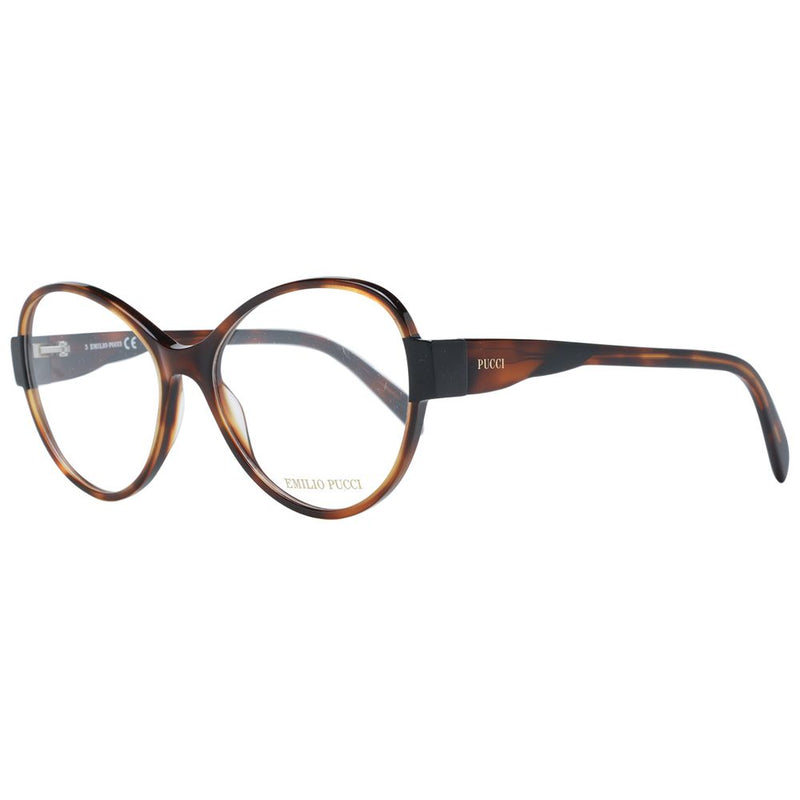 Emilio Pucci brown tortoiseshell plastic eyeglass frames with rounded lenses