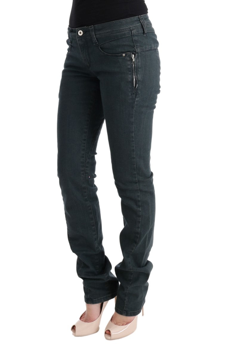 Gray cotton superslim denim jeans worn by a model