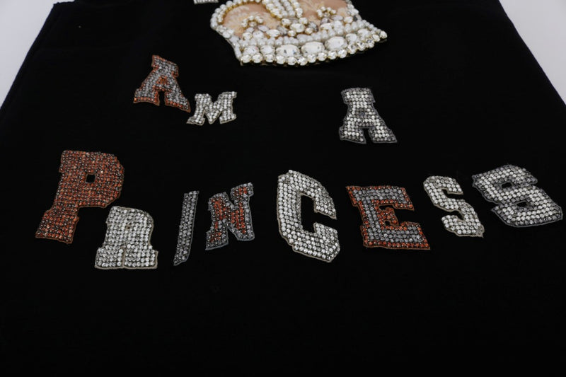 Black shift dress with crystal crown and I AM A PRINCESS lettering