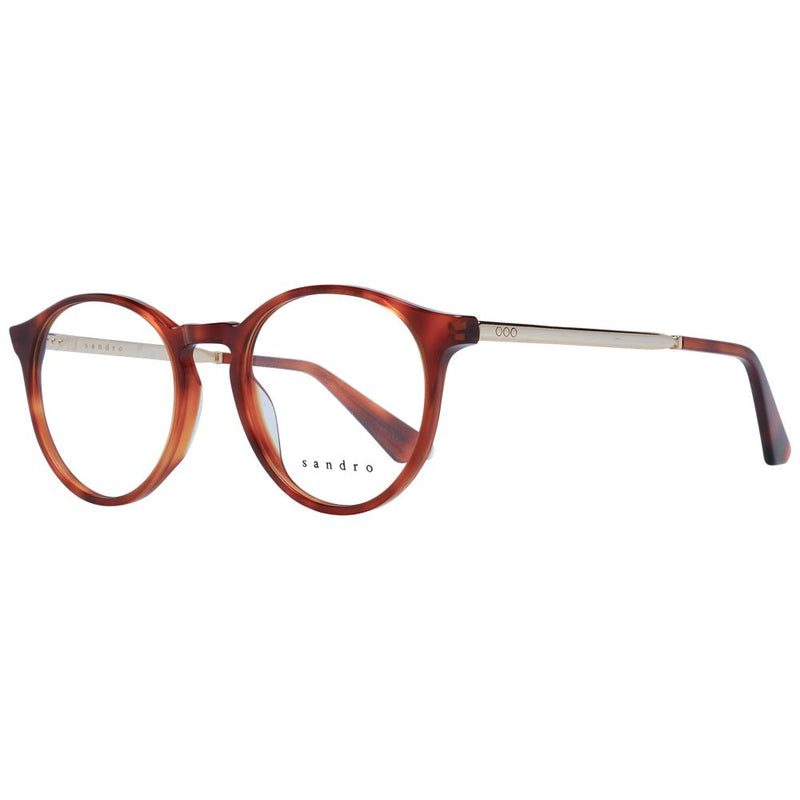 Sandro round brown acetate eyeglasses frames with thin gold temples
