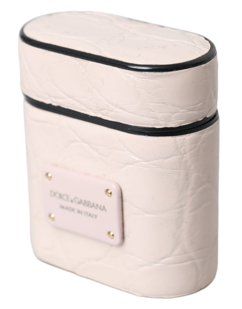 Light pink leather AirPods case with a Dolce & Gabbana logo plaque
