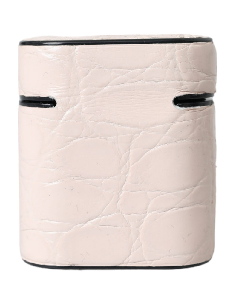 Light pink embossed leather AirPods case