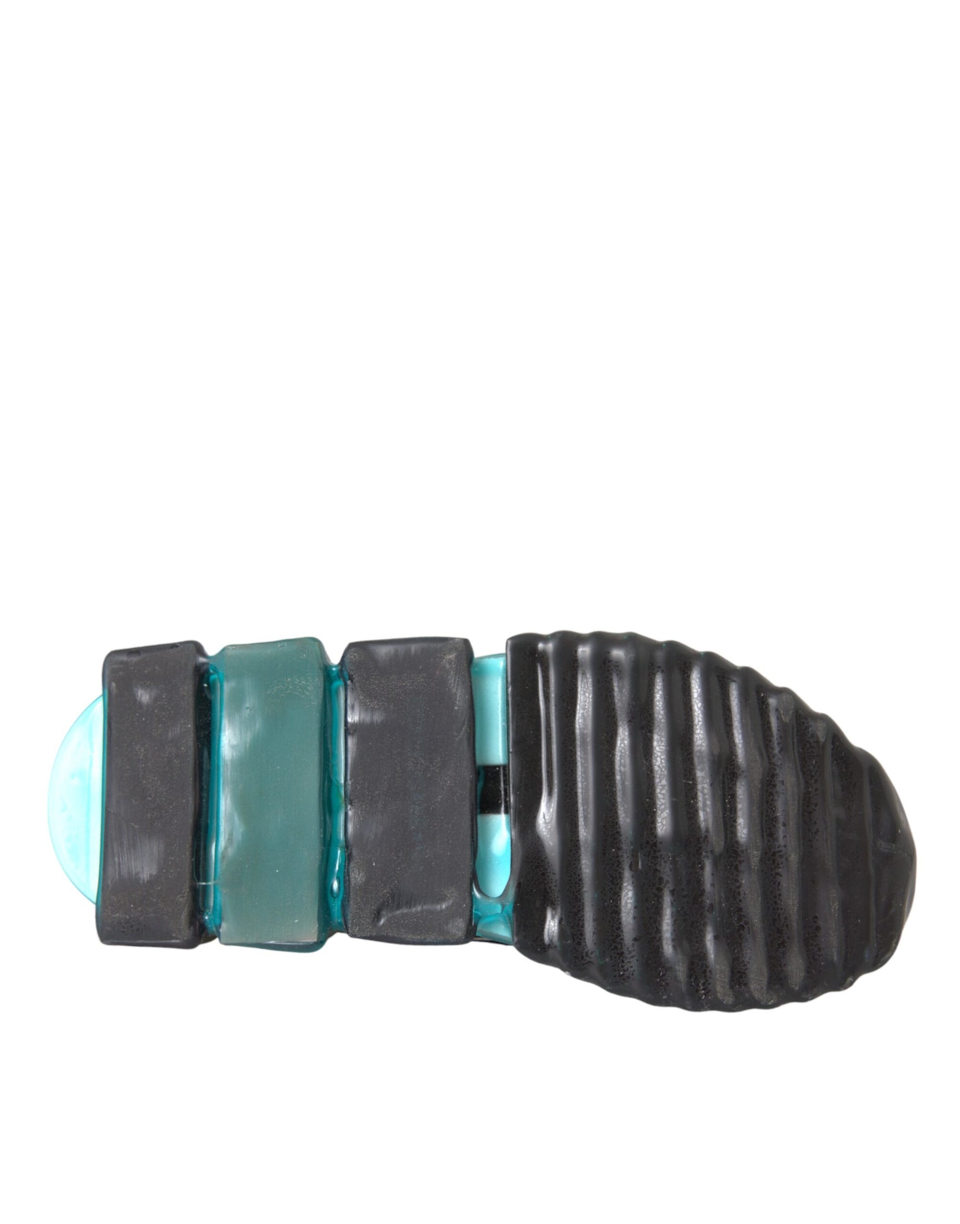 Dolce & Gabbana Sorrento sneaker sole featuring black rubber tread and translucent blue segmented heel components.