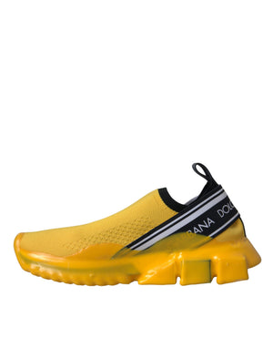 Yellow Dolce & Gabbana Sorrento slip-on sneaker in mesh fabric with branded side strap and chunky rubber sole.