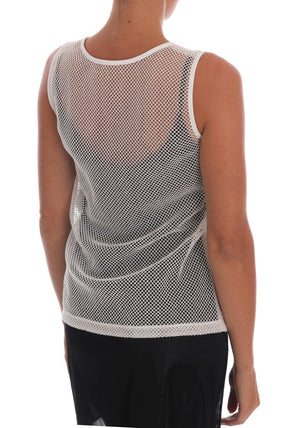 Dolce & Gabbana White Net Tank Transparent Top