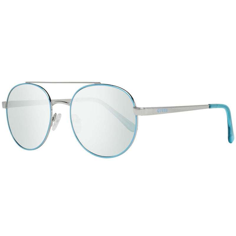 Guess round metal aviator sunglasses in silver and turquoise with mirrored lenses