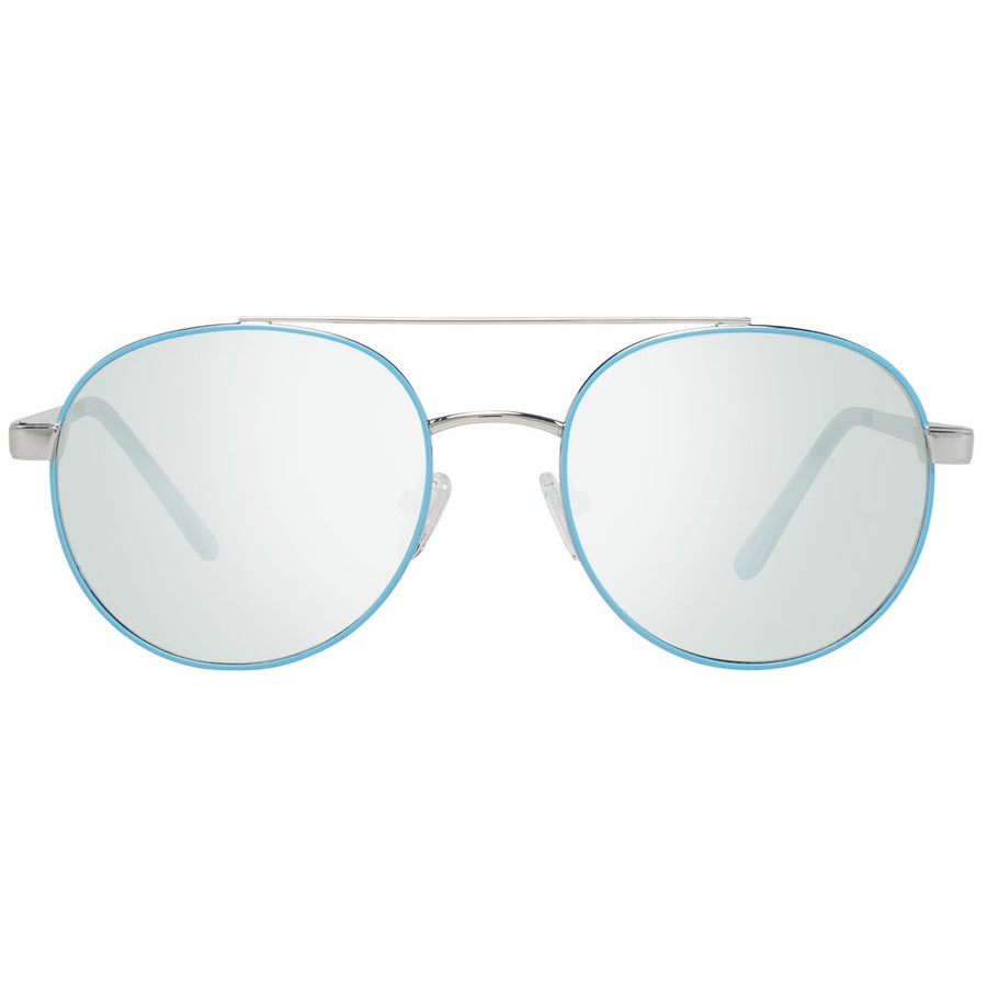 Guess round metal aviator sunglasses in silver and turquoise with mirrored lenses