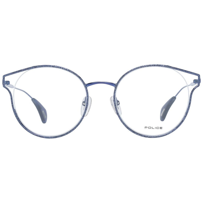 Blue glittery round metal and plastic glasses frames by Police