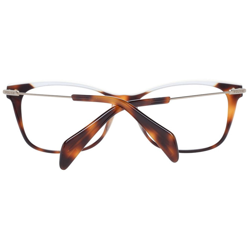Brown tortoiseshell and white plastic glasses frames with thin gold metal temples