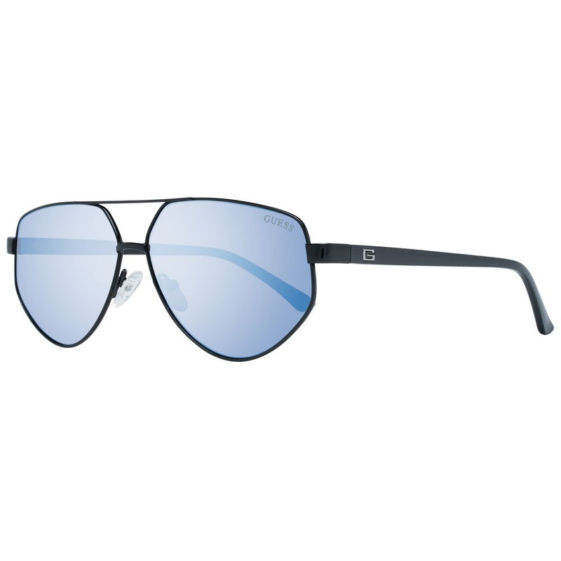 Guess black metal and plastic aviator sunglasses with blue mirrored lenses