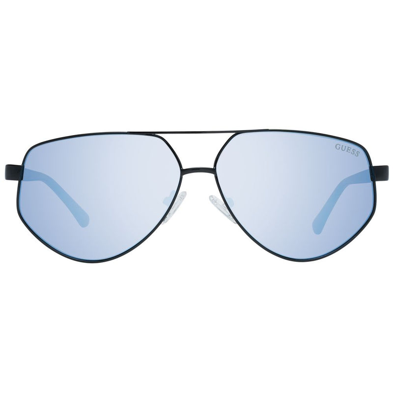 Guess black metal and plastic aviator sunglasses with light blue lenses