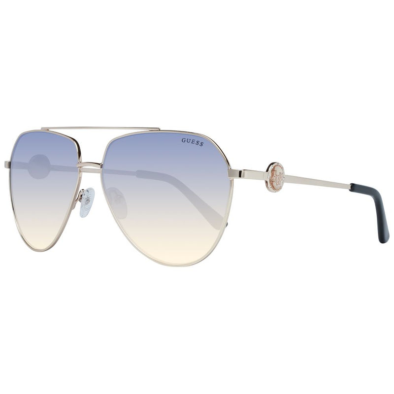 Guess gold metal aviator sunglasses with blue-to-yellow gradient lenses