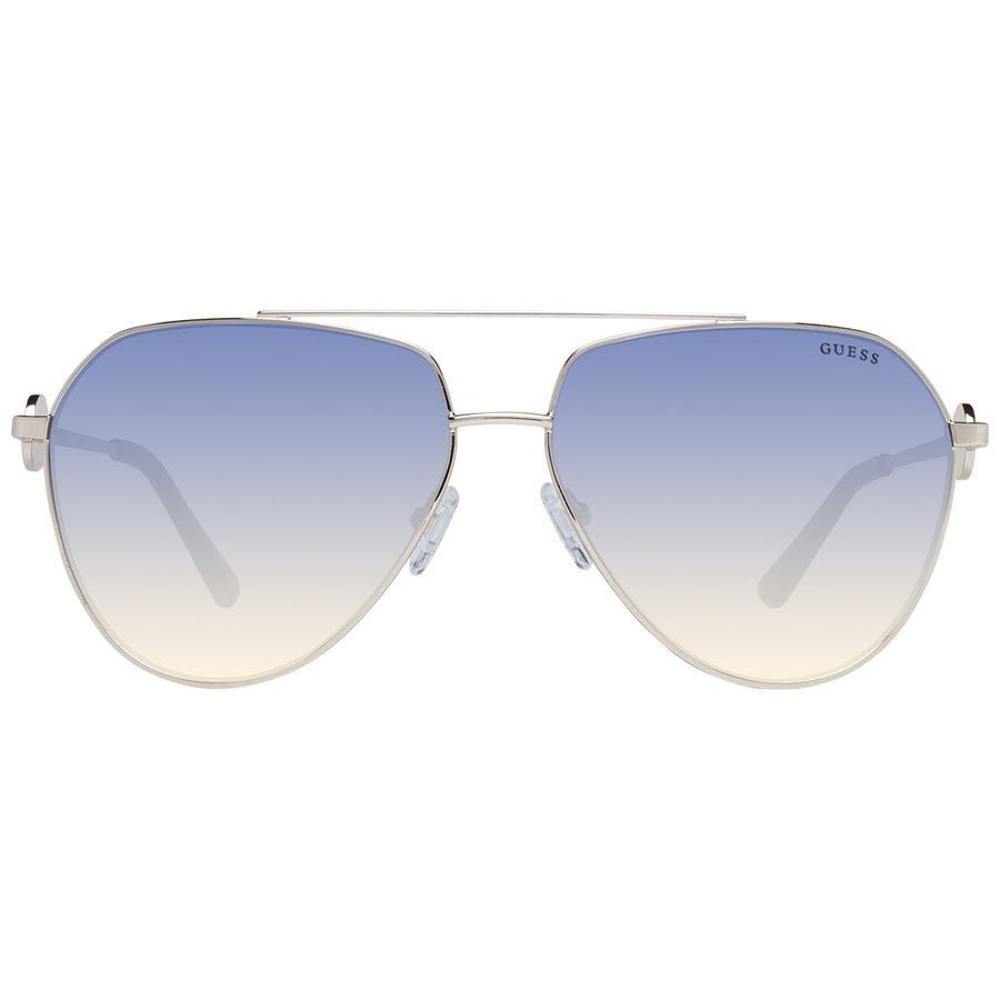 Guess gold metal aviator sunglasses with blue-to-yellow gradient lenses