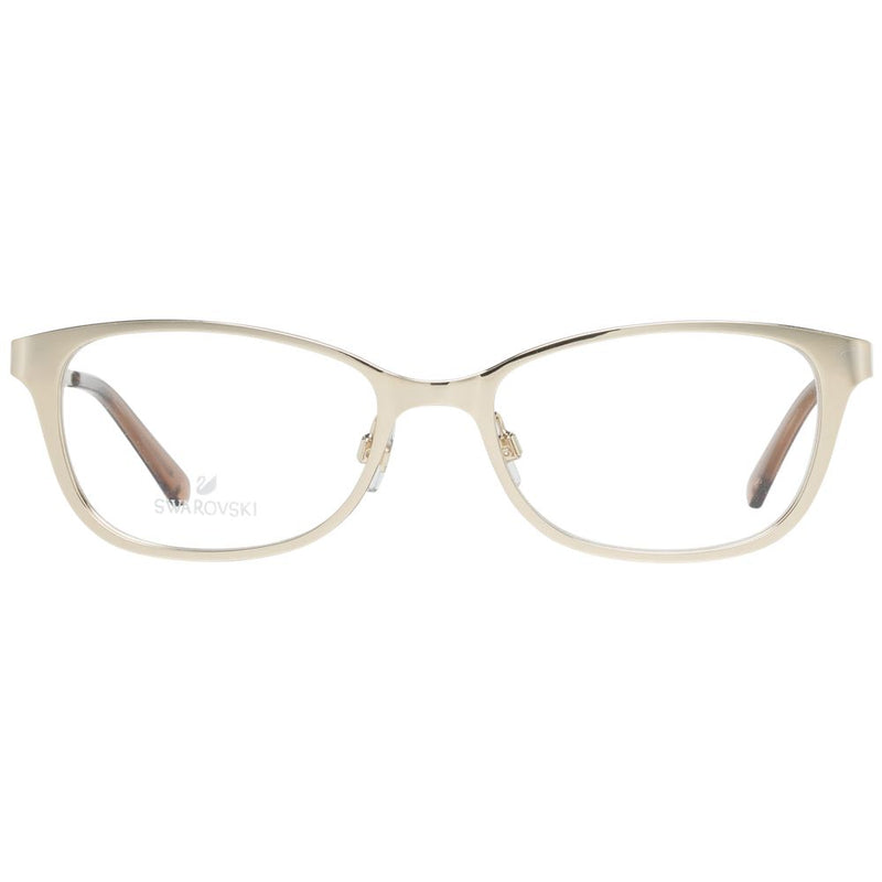 Gold metal eyeglass frames with a sleek cat-eye shape