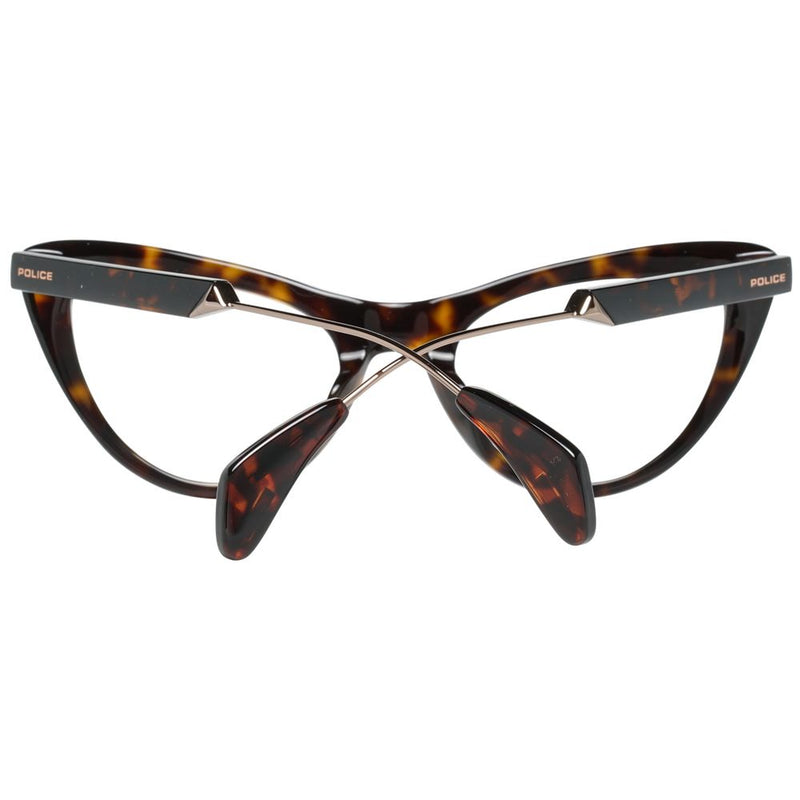 Brown tortoise shell cat-eye glasses frames with thin metal and plastic construction, folded temples