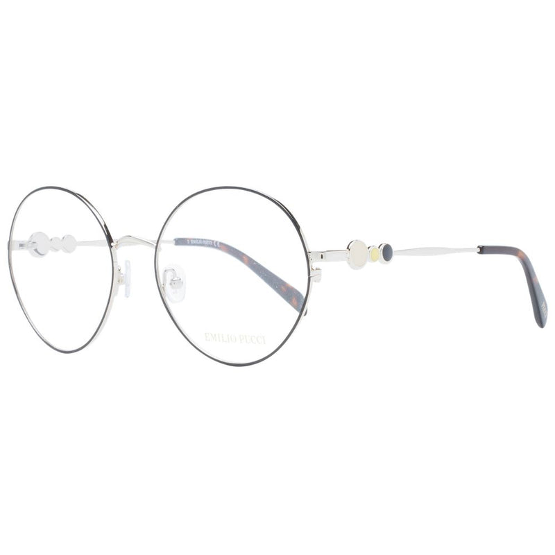 Emilio Pucci round black metal eyeglasses frames with thin rims and decorative temples