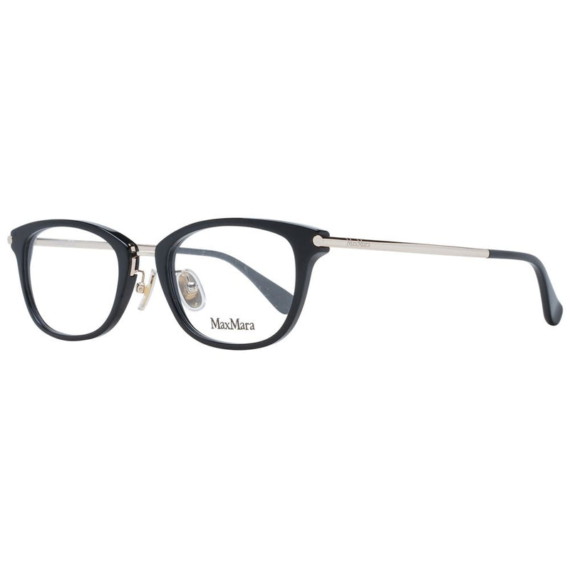 Max Mara black and gold plastic eyeglass frames with rounded lenses