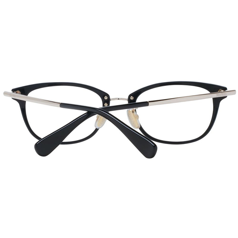 Max Mara black and silver plastic eyeglasses frames with folded temples