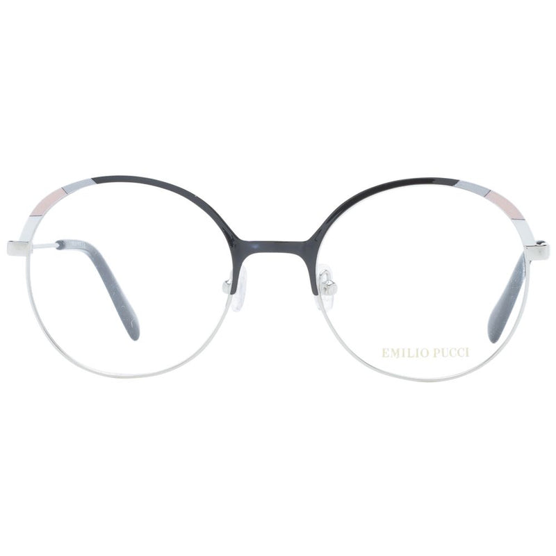 Emilio Pucci black and silver metal round eyeglass frames