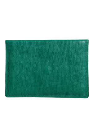 Dolce & Gabbana Green Leather Handbag Clutch Mini Purse Pouch Tablet Case