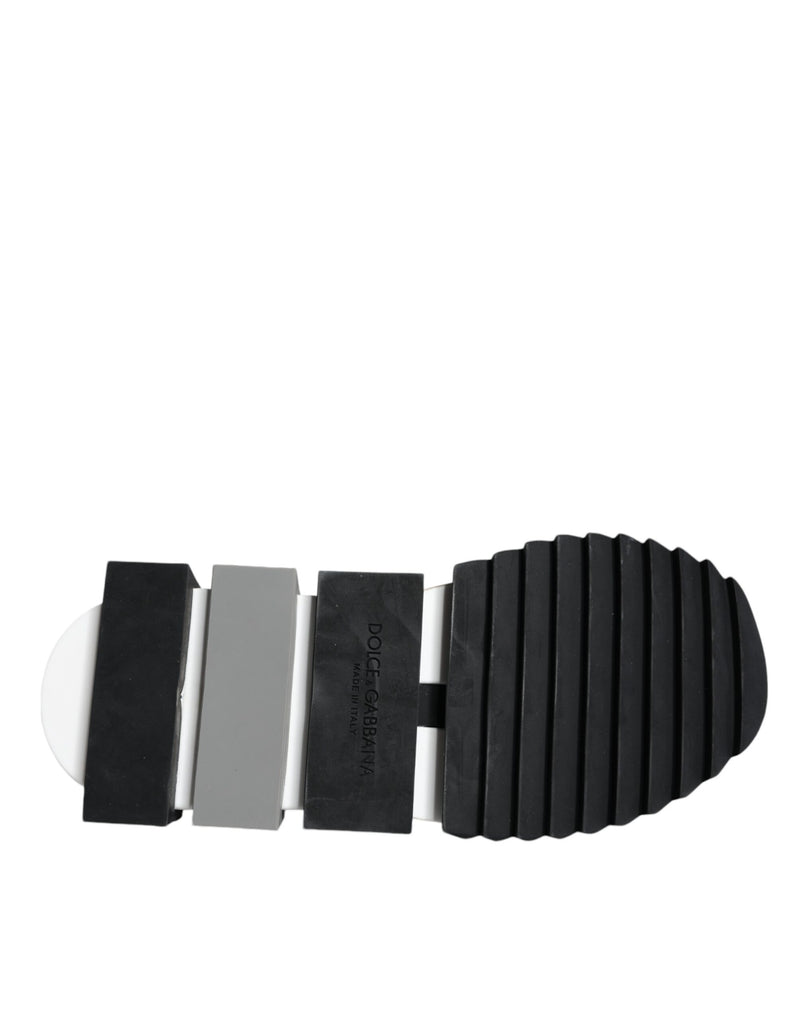 Black and white Dolce & Gabbana Sorrento sneaker rubber sole with black, grey, and white block tread pattern.