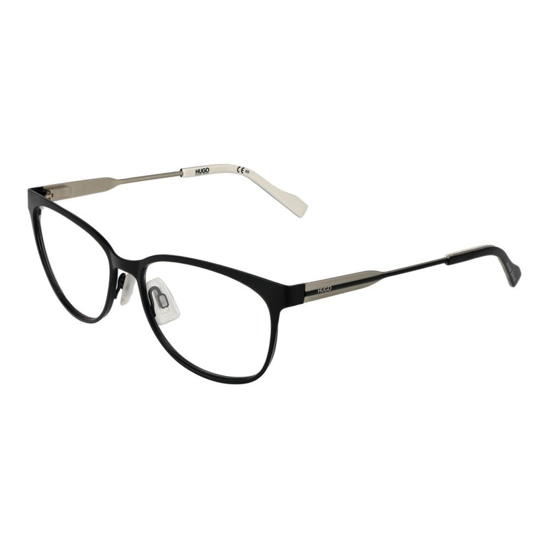 Hugo Boss black stainless steel eyeglasses frames with slim metallic temples