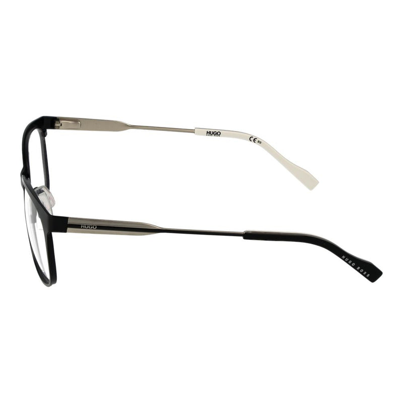 Hugo Boss black stainless steel rectangular glasses frames with silver arms