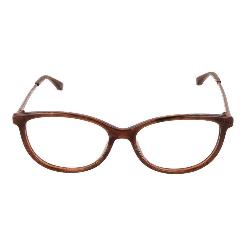 Brown tortoiseshell acetate eyeglass frames with rounded cat-eye lenses
