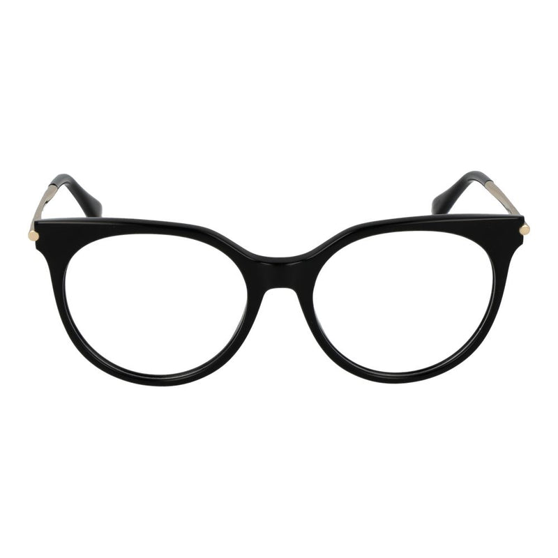 Black acetate cat-eye glasses frames with metallic temples