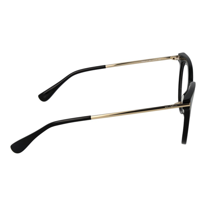 Max Mara black acetate and gold metal eyeglass frames viewed from the side