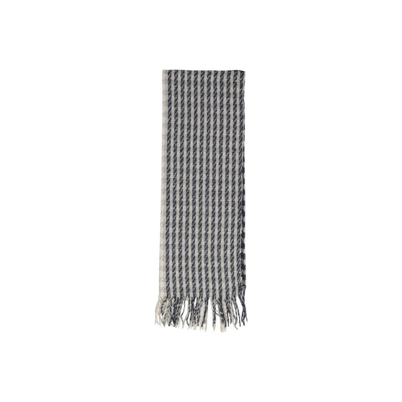 Gray patterned recycled polyester scarf with fringe