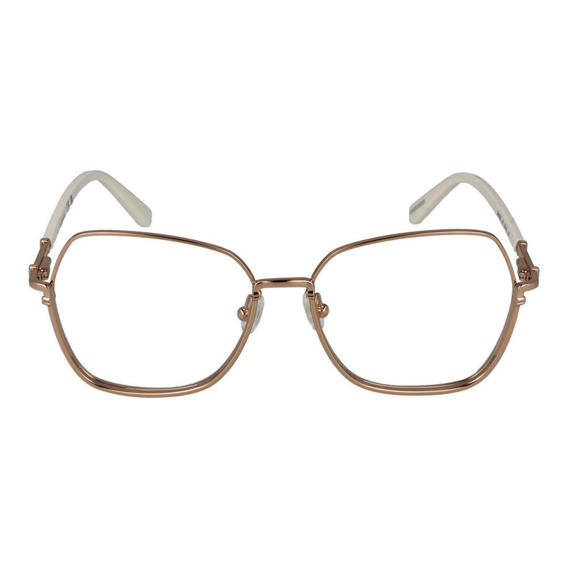 Marciano rose gold metal eyeglass frames with square lenses and white temple tips
