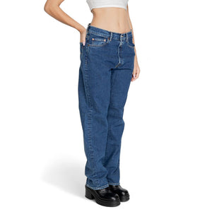 Replay Blue Cotton Mom Jeans
