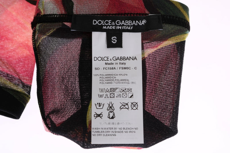 Dolce & Gabbana multicolor floral nylon socks showing brand and care labels