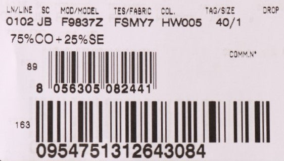 Dolce & Gabbana product tag with model, fabric, and barcode details
