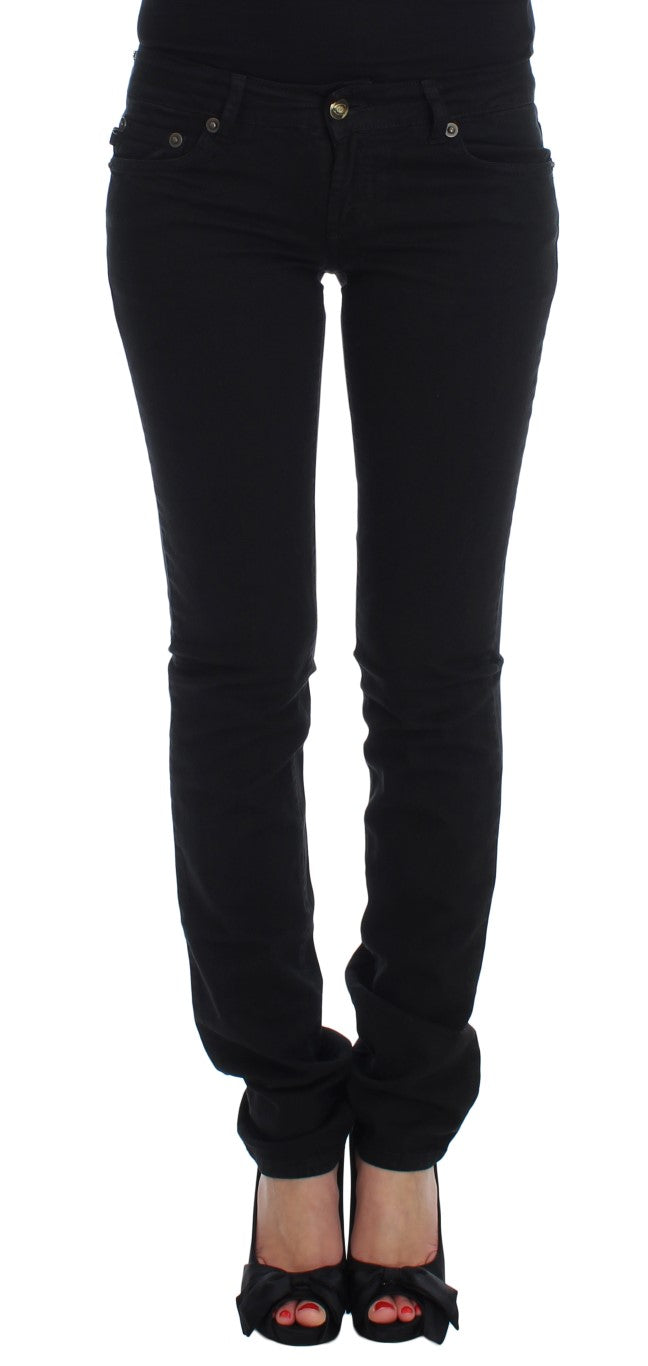 Black cotton stretch slim skinny fit jeans
