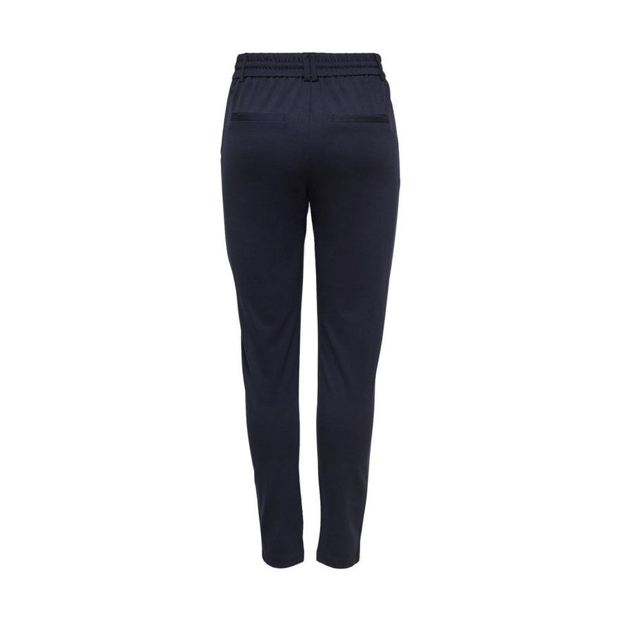 Blue viscose casual pants with drawstring waistband and tapered legs