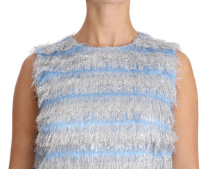 Dolce & Gabbana Light Blue Silver Shift Gown Dress