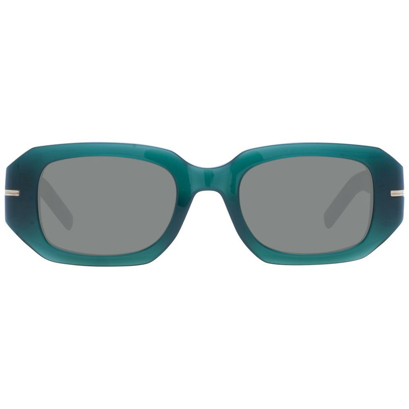 Green eco acetate rectangular sunglasses with grey lenses