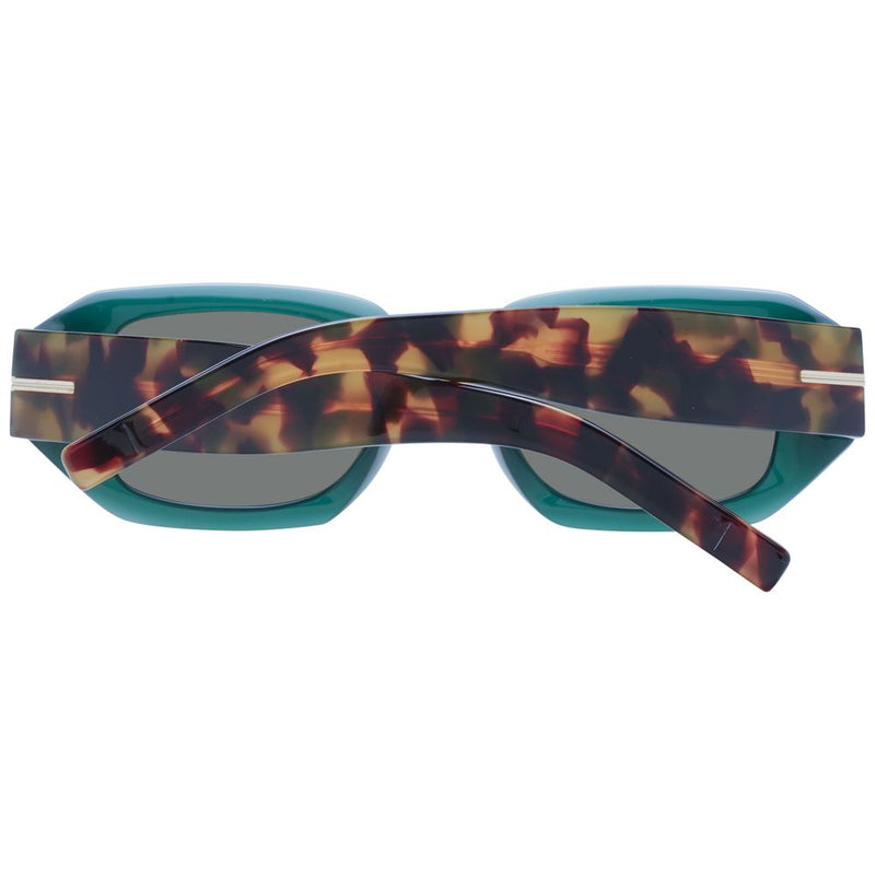 Green and tortoiseshell acetate sunglasses with folded arms