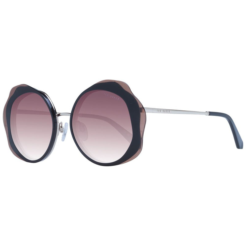 Ted Baker black acetate round sunglasses with gradient lenses and silver metal temples