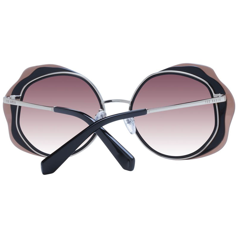 Ted Baker black acetate oversized sunglasses with gradient lenses and silver frames