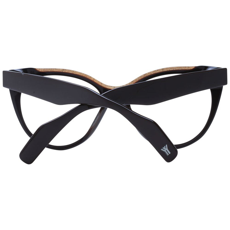 Yohji Yamamoto brown plastic glasses frames with folded temples and a textured gold top bar