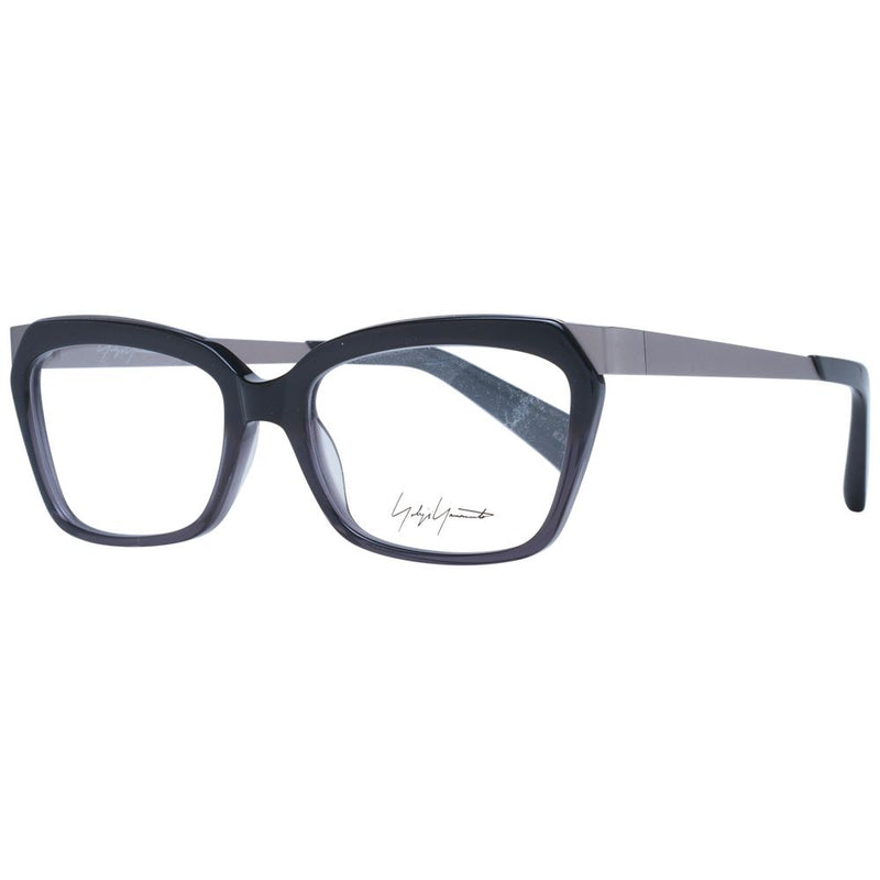Yohji Yamamoto black acetate glasses frames with bold rectangular rims and metal temples