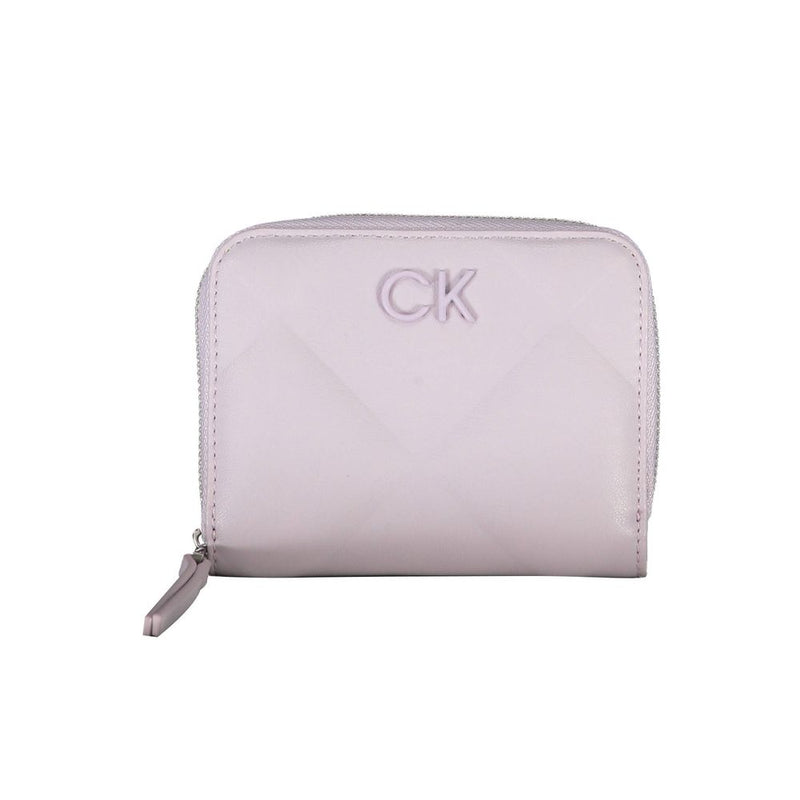 Light purple polyester Calvin Klein zip-around women's wallet with embossed CK logo