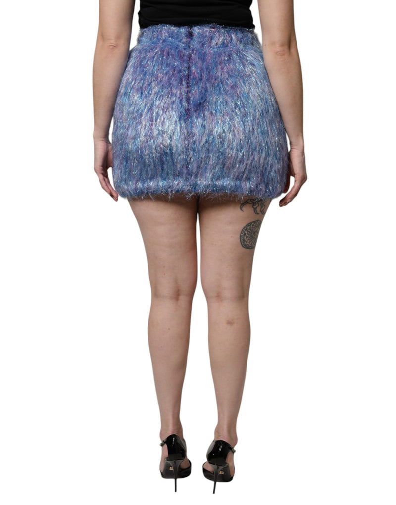 Multicolor plush high waist mini skirt