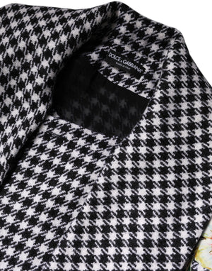 Dolce & Gabbana Black White Monochrome Patterned Floral Cape Jacket