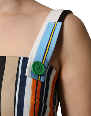 Dolce & Gabbana Multicolor Cotton Stripe Sleeveless Dress