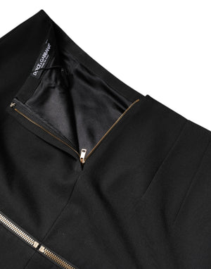 Dolce & Gabbana Black Virgin Wool High Waisted Mini Skirt